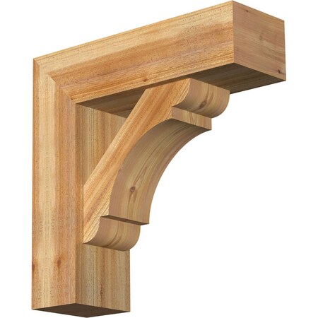 Ekena Millwork Olympic Block Rough Sawn Bracket w/ Offset Brace, Western Red Cedar, 8"W x 26"D x 26"H BKT0806X26X26OLY05RWR